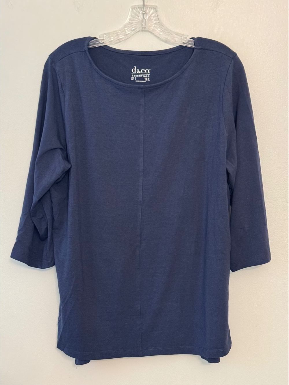 d&co Essentials Navy Blue Long Sleeve Casual Top, Size L